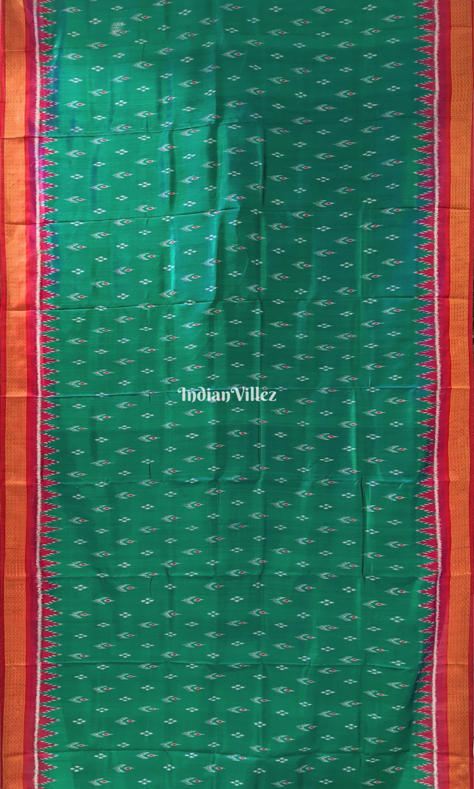 Rama Green Dual Tone Mayur Chandrika Khandua Silk Saree