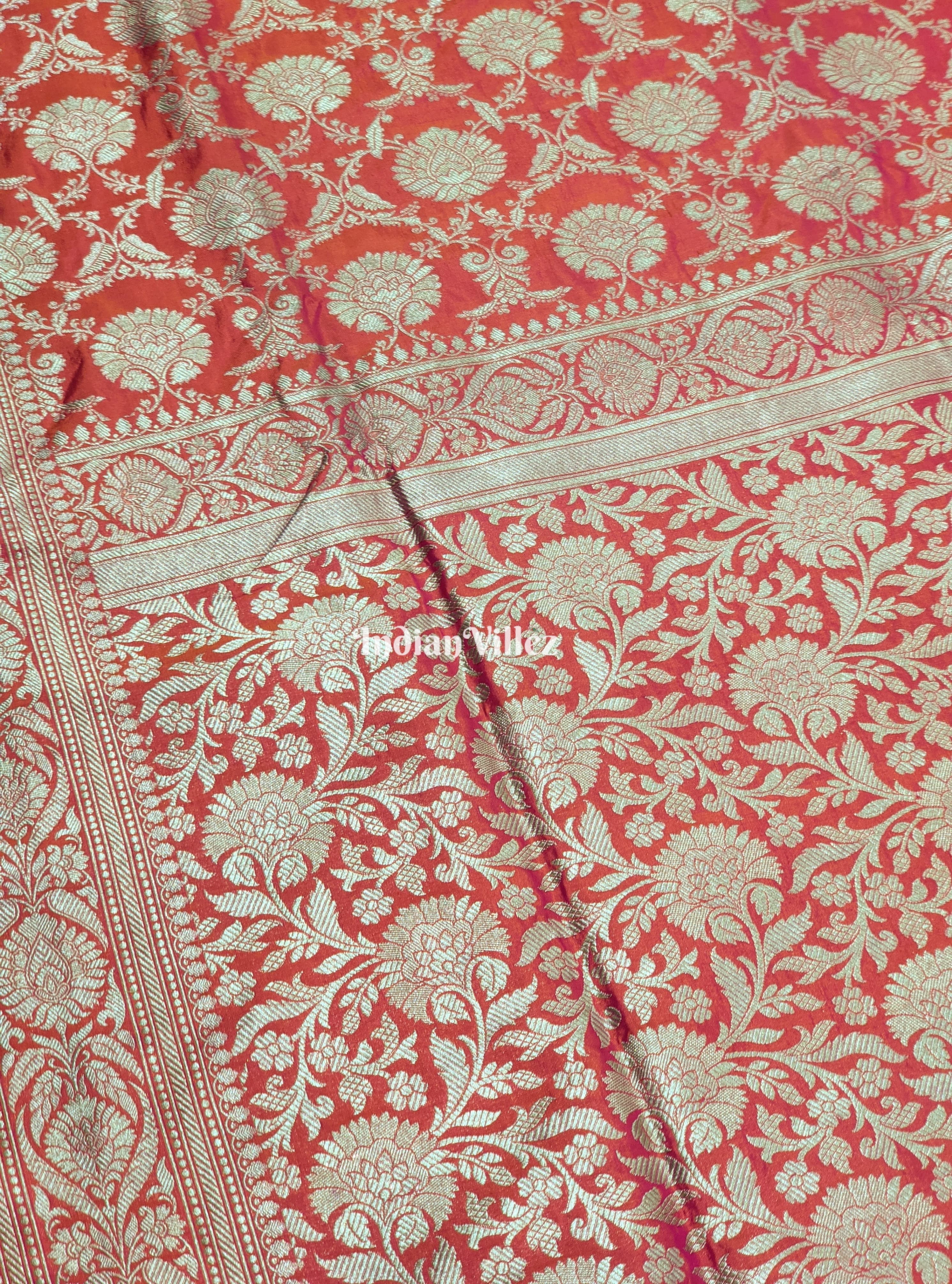 Rani Floral Designer Banarasi Katan Silk Saree