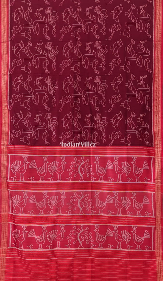 Maroon Red Designer Contemporary Silk Saree