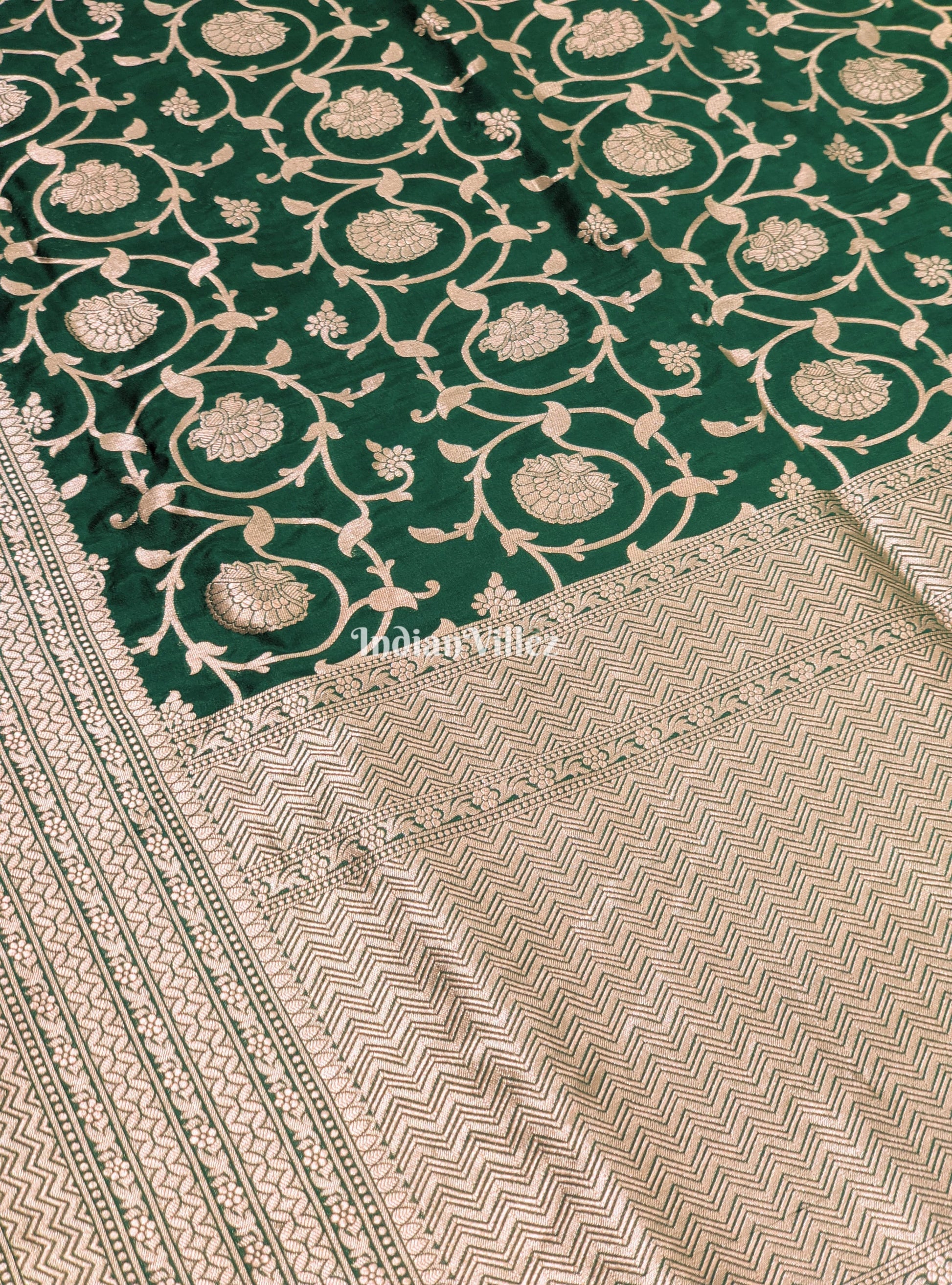 Teal Green Uppada Katan Silk Banarasi Saree