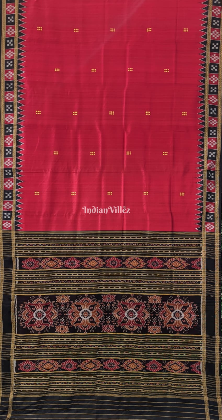 Red Single Border Pasapali Khandua Pata Silk Saree