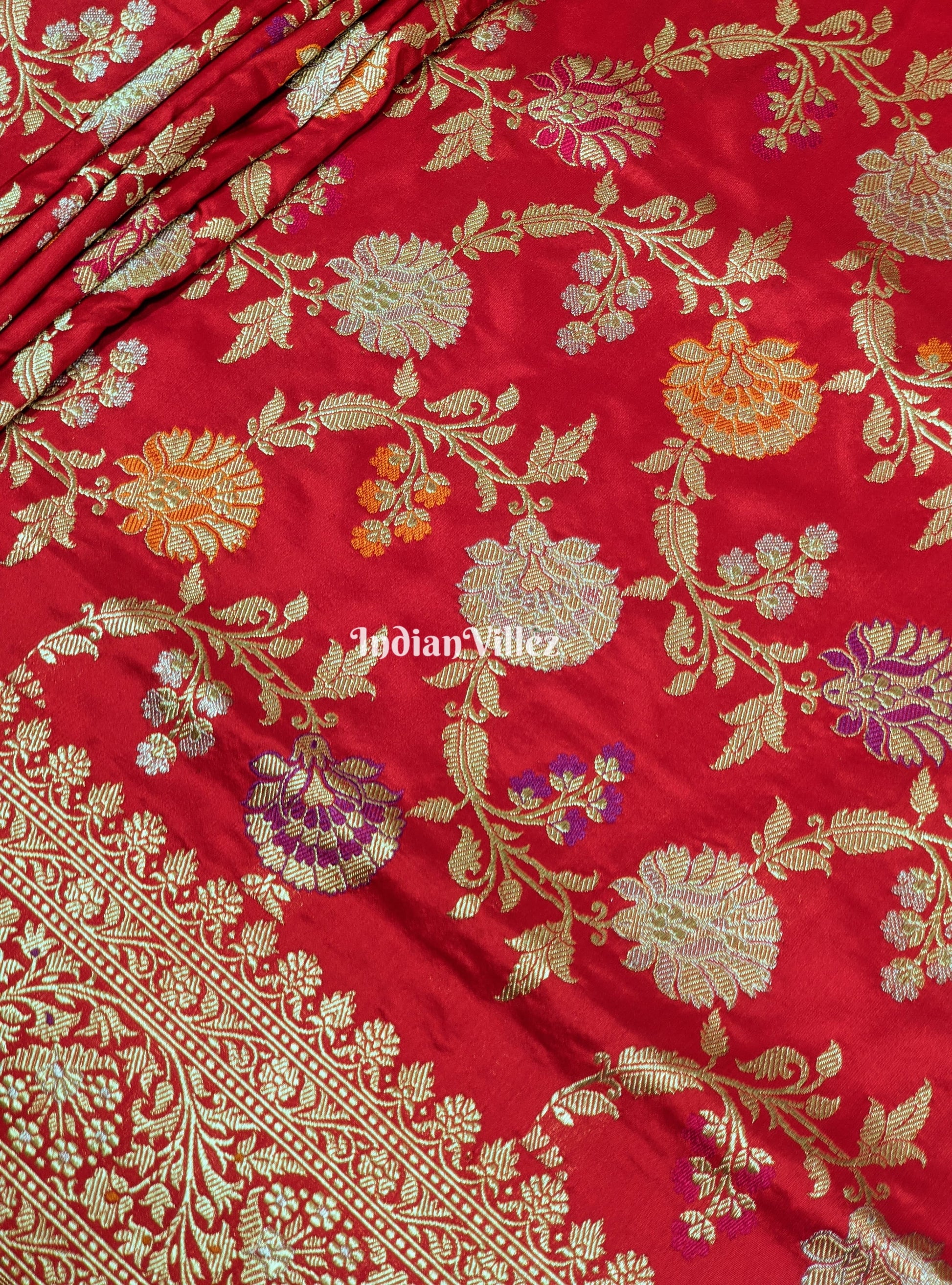 Red Designer Katan Meenakari Banarasi Saree