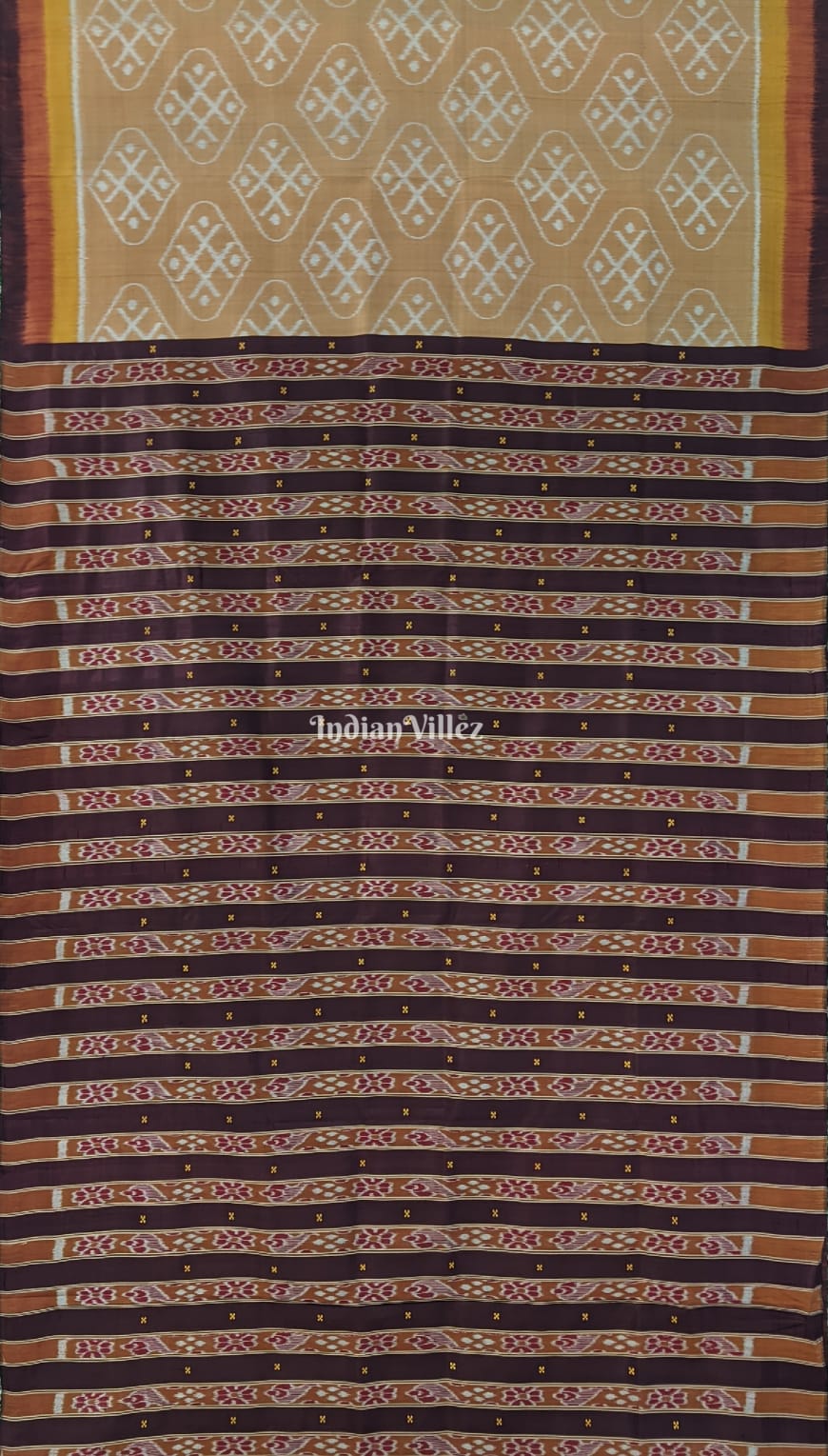 Peach Color Odisha Ikat Contemporary Khandua Silk Saree