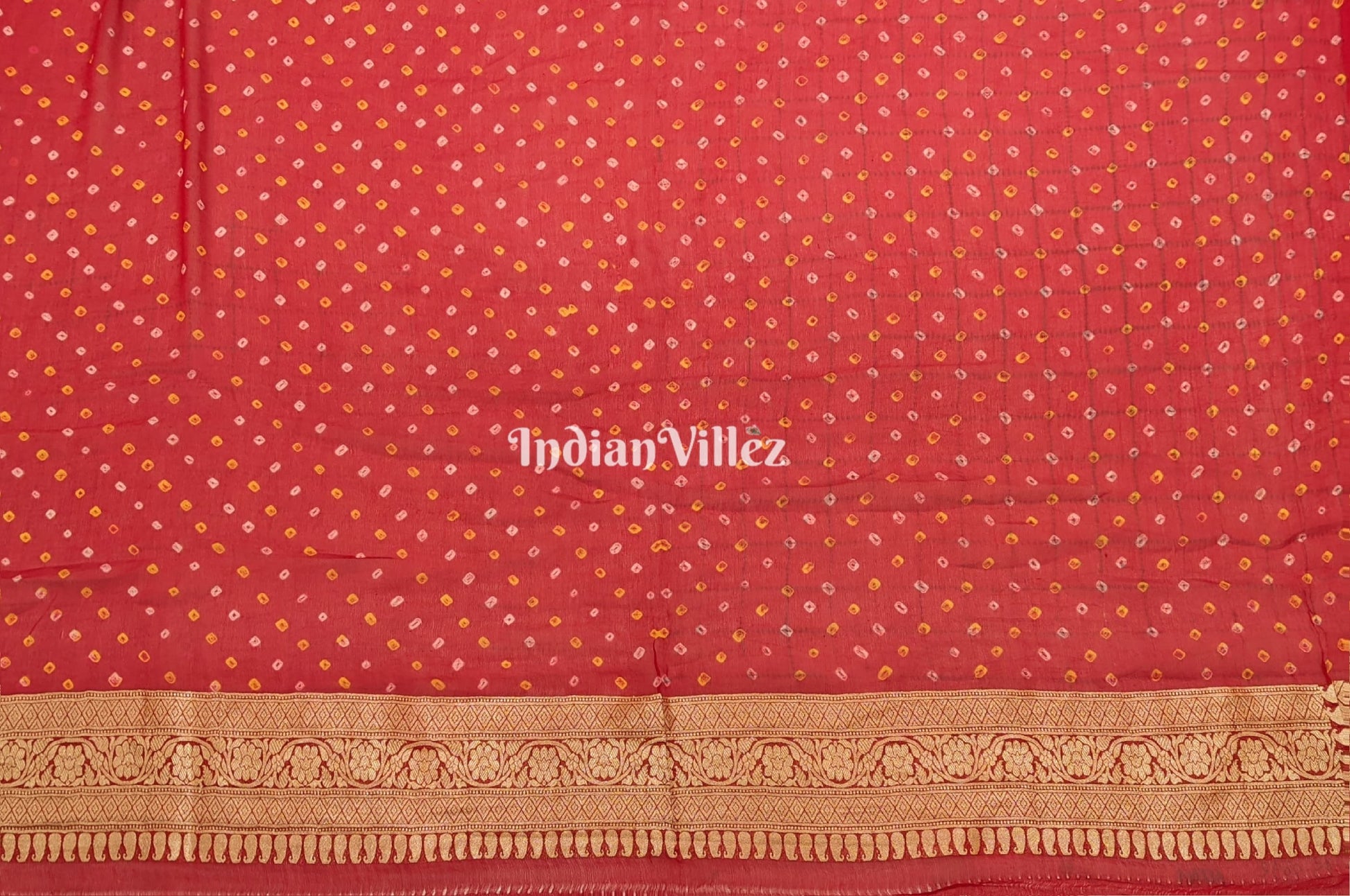 Red Georgette Banarasi Bandhani Silk Saree