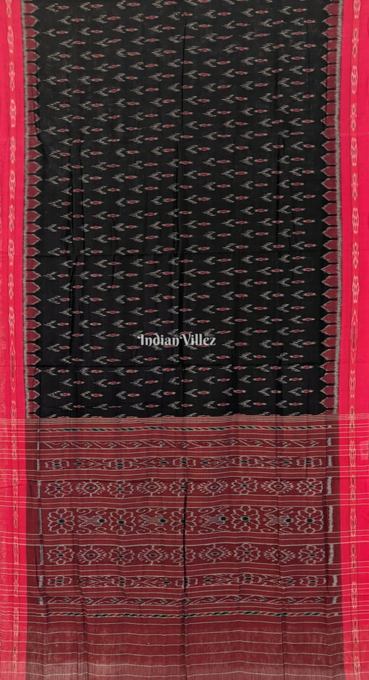 Black Mayur Chandrika Maniabandha Cotton Saree