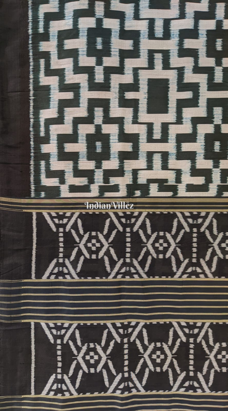 Dark Bottle Green Odisha Ikat Contemporary Silk Saree