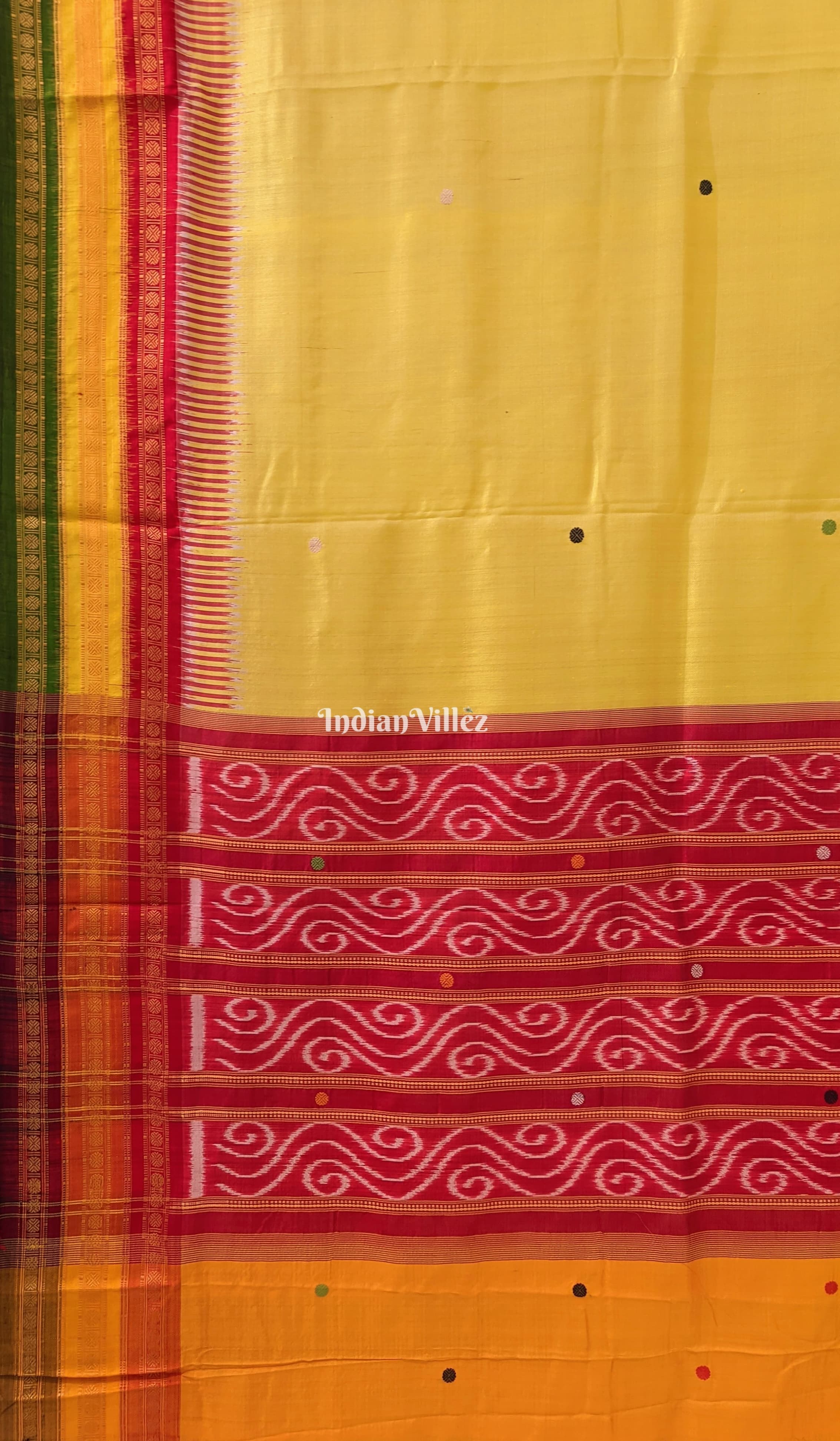 Yellow Kathiphera Odisha Ikat Khandua Silk Saree