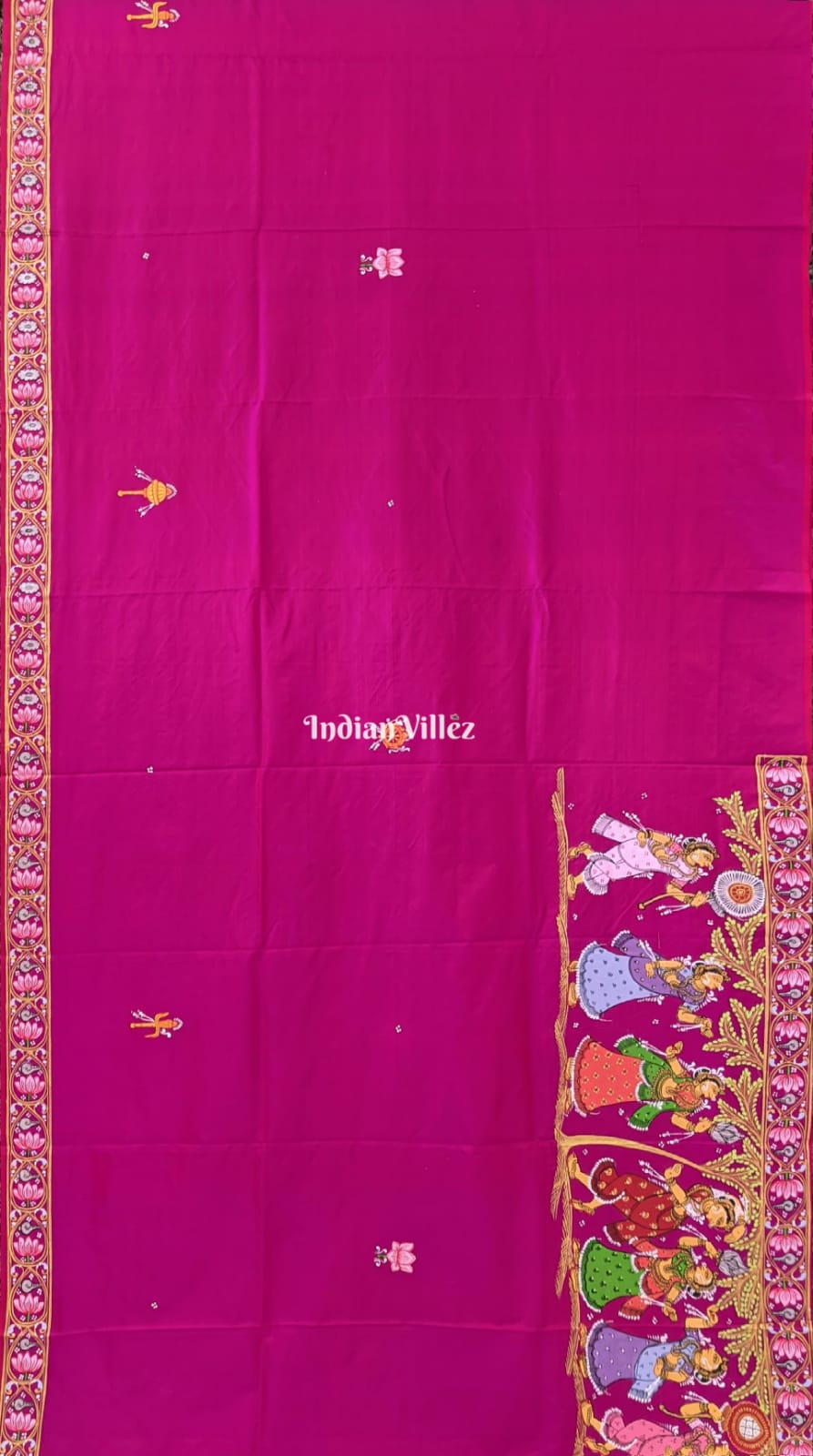 Rani Color Shree Jagannath Pattachitra Silk Saree