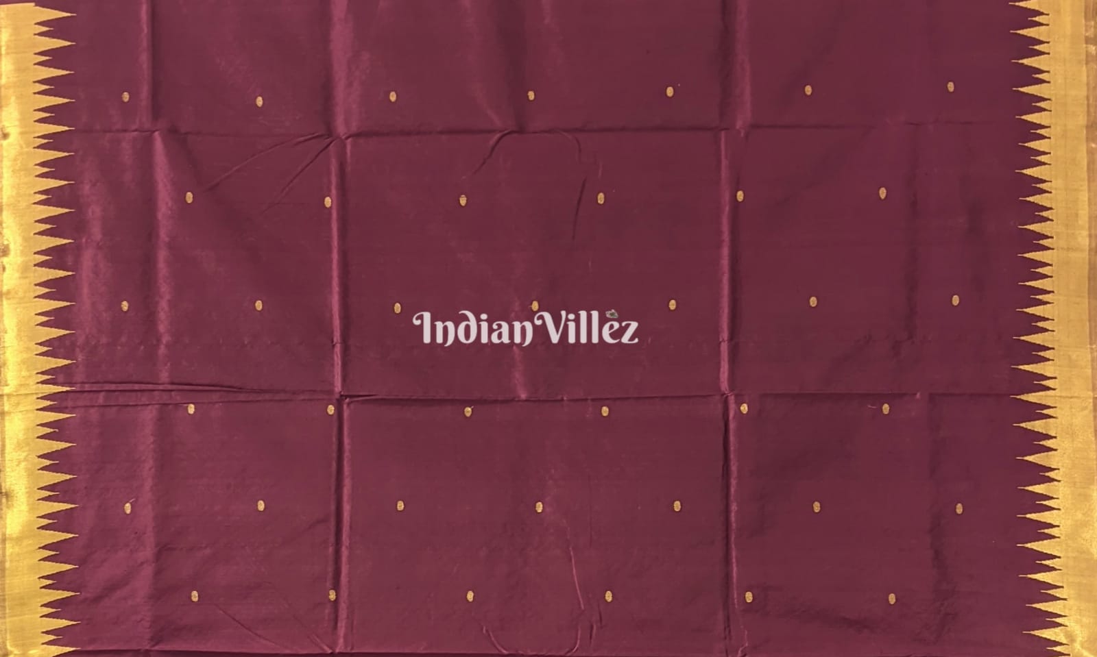 Deep Maroon with Golden Zari (Tissue) Phoda Kumbha Sambalpuri Silk Saree