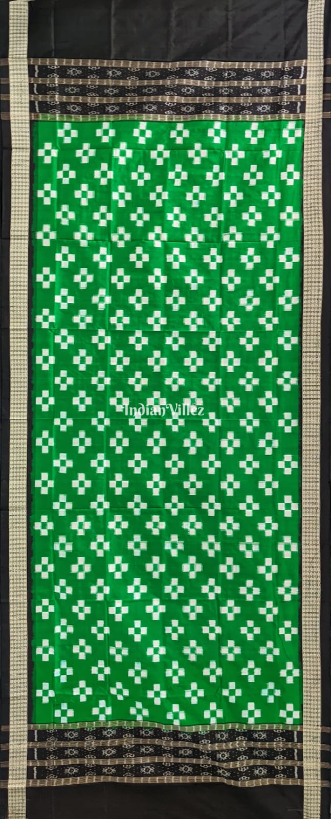 Green Pasapali Theme Sambalpuri Silk Dupatta