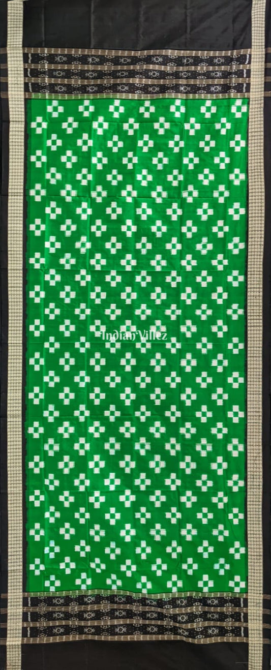 Green Pasapali Theme Sambalpuri Silk Dupatta