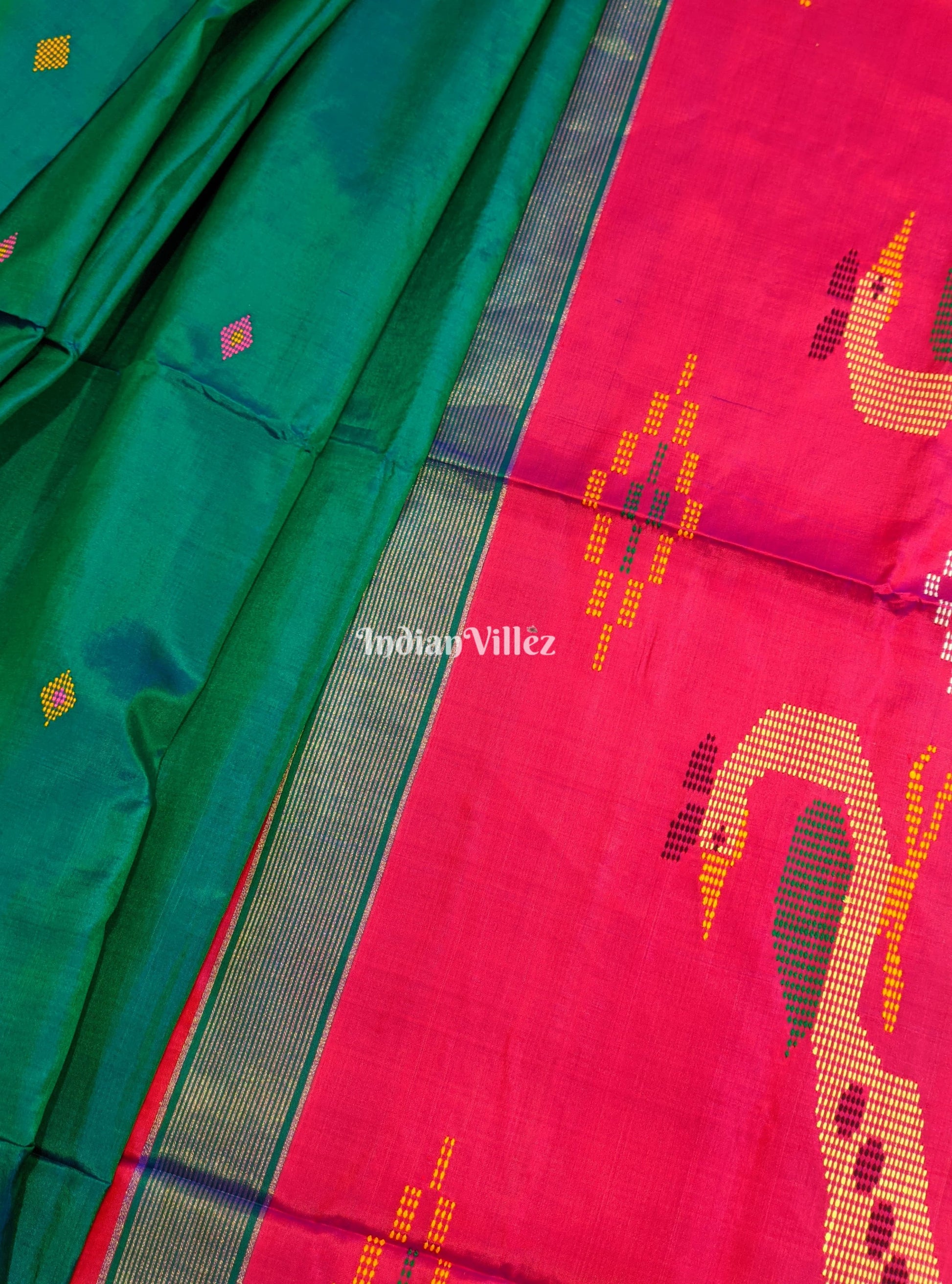 Rama Green Handloom Soft Silk Saree