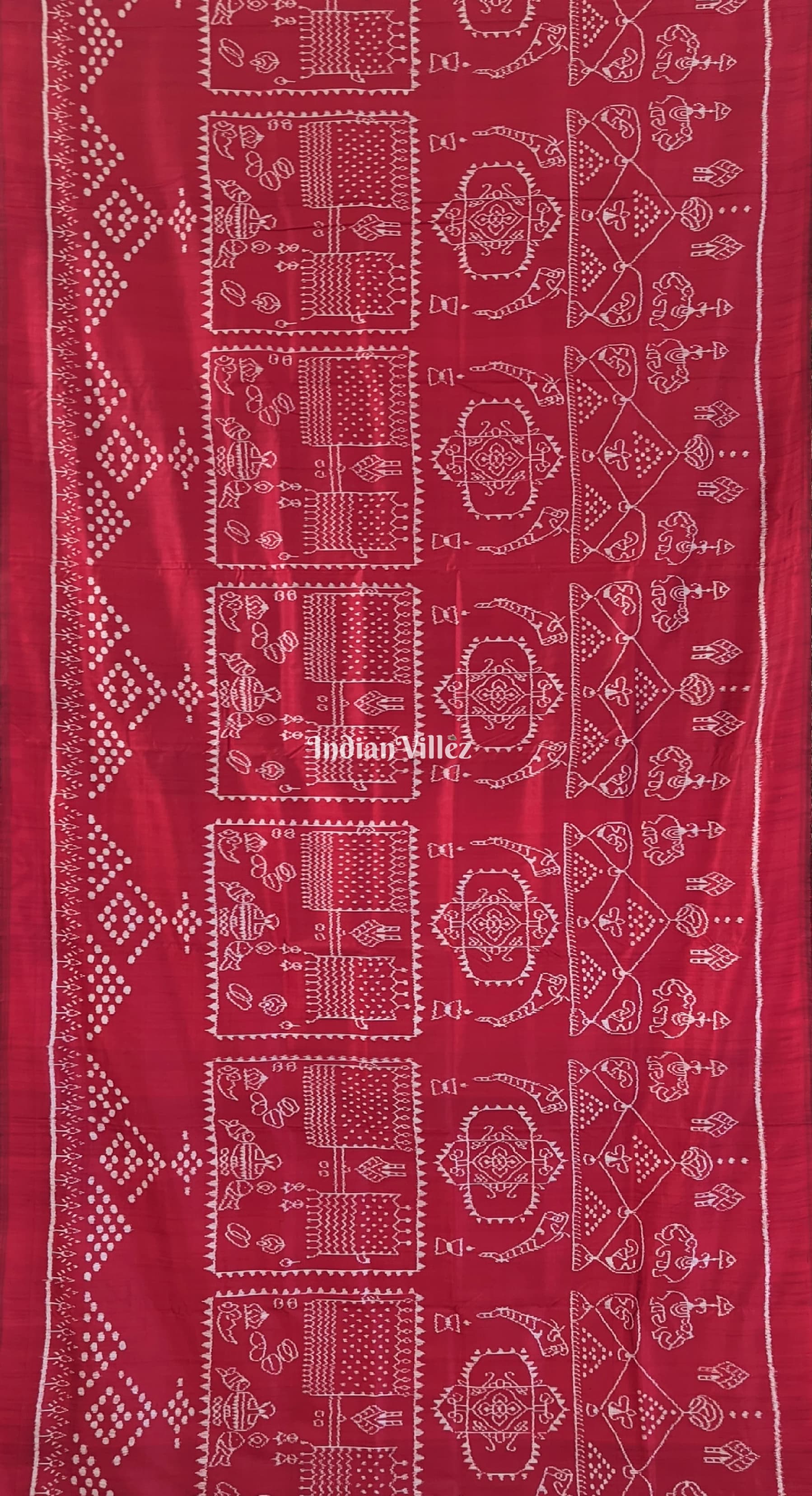 Maroon Marriage Theme Odisha Ikat Contemporary Silk Saree