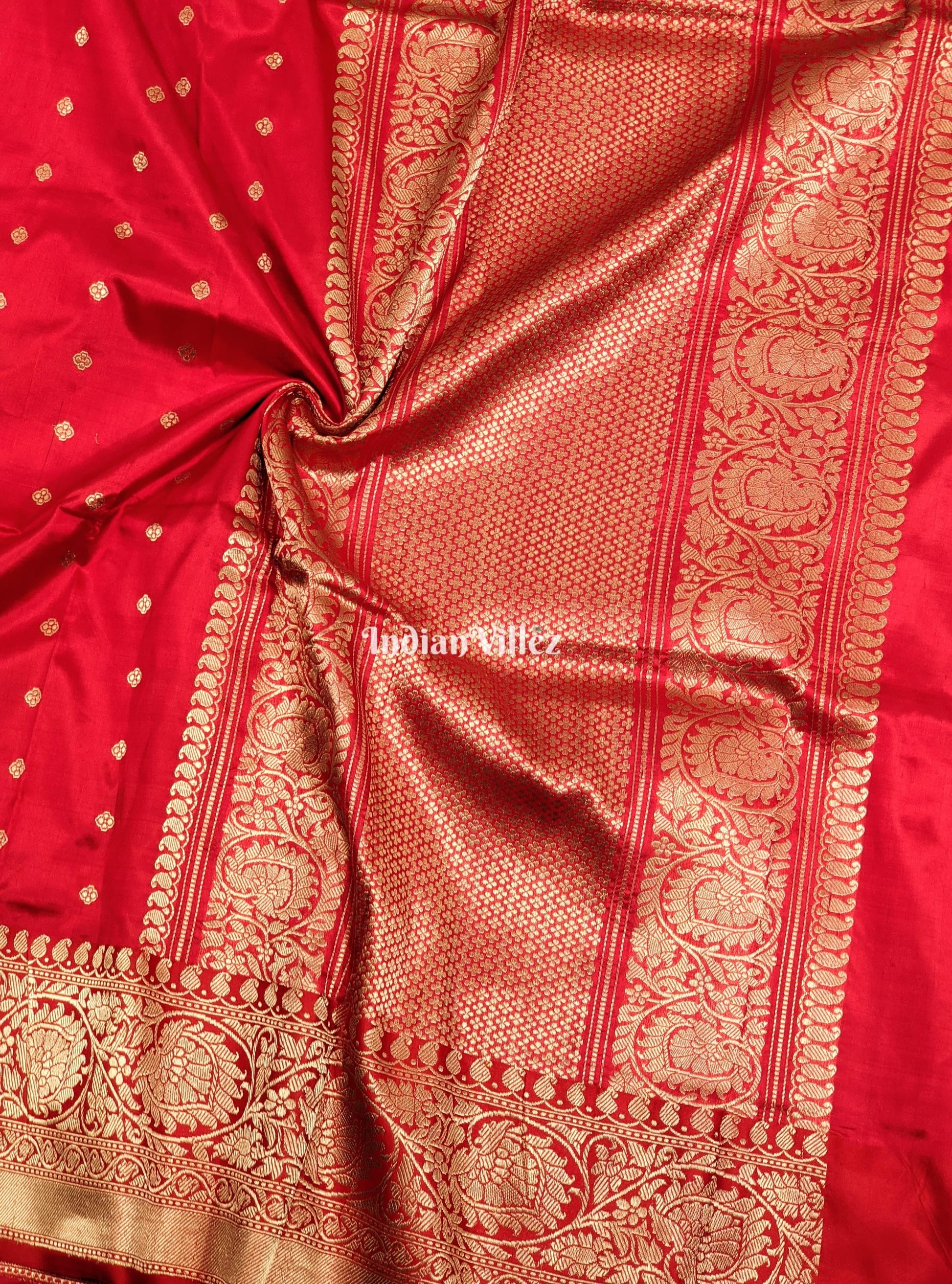 Red Banarasi Pure Katan Silk Saree