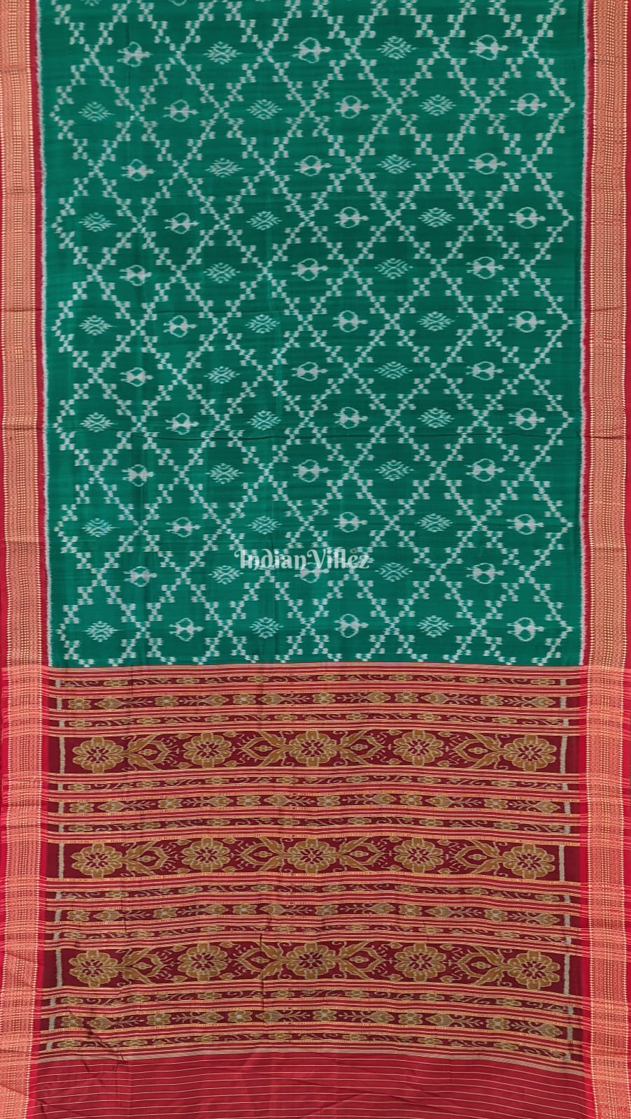 Green Tribal Body Khandua Pata Silk Saree