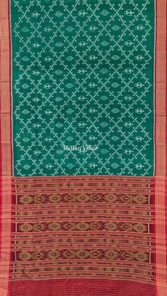 Green Tribal Body Khandua Pata Silk Saree