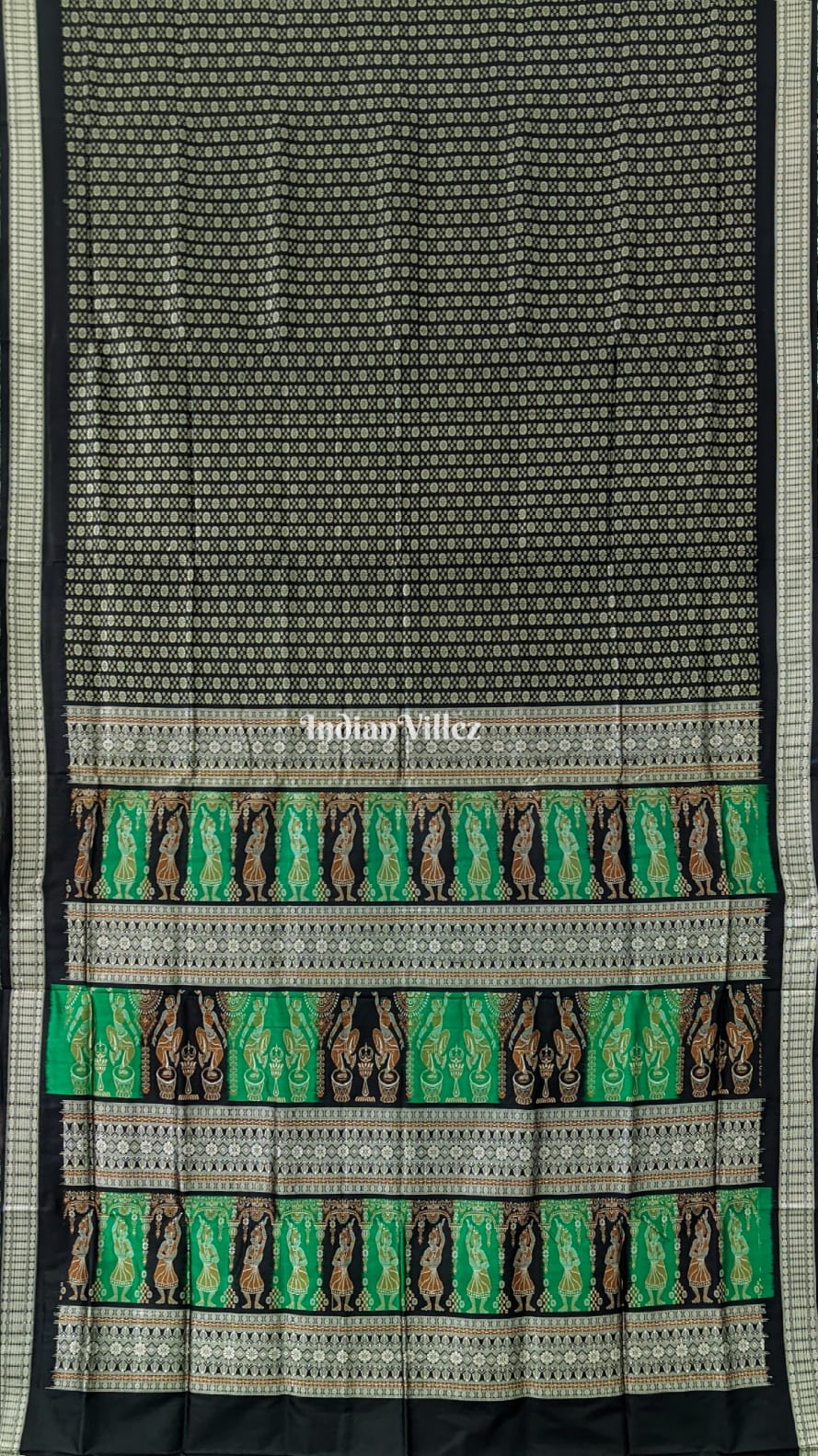 Green Patli Design Bomkai Sambalpuri Silk Saree