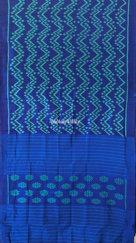 Blue Green Odisha Ikat Contemporary Silk Saree