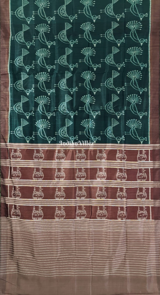 Rama Green Odisha Ikat Designer Contemporary Silk Saree