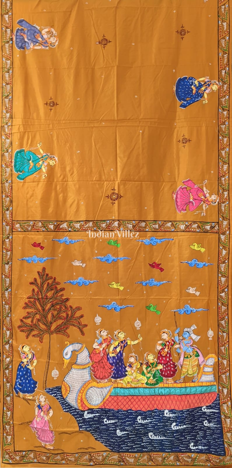 Yellow Boita Pattachitra Khadi Silk Saree