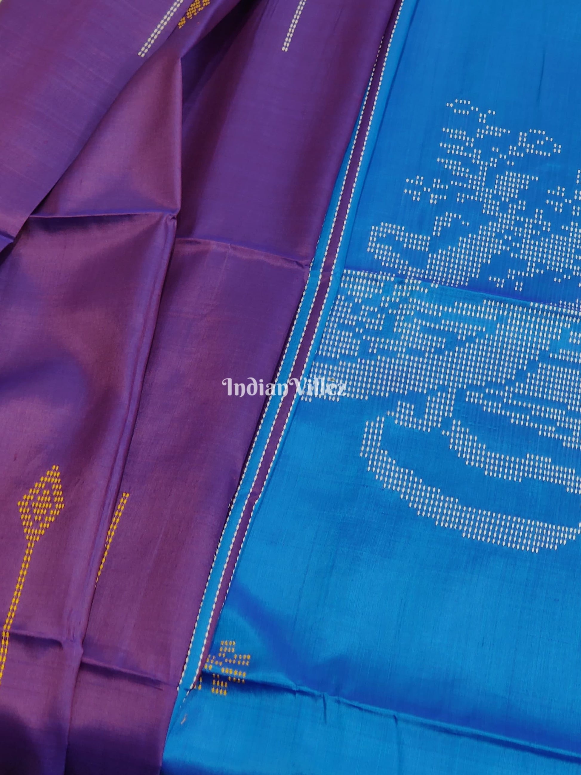 Purple Royal Blue Handloom Soft Silk Saree