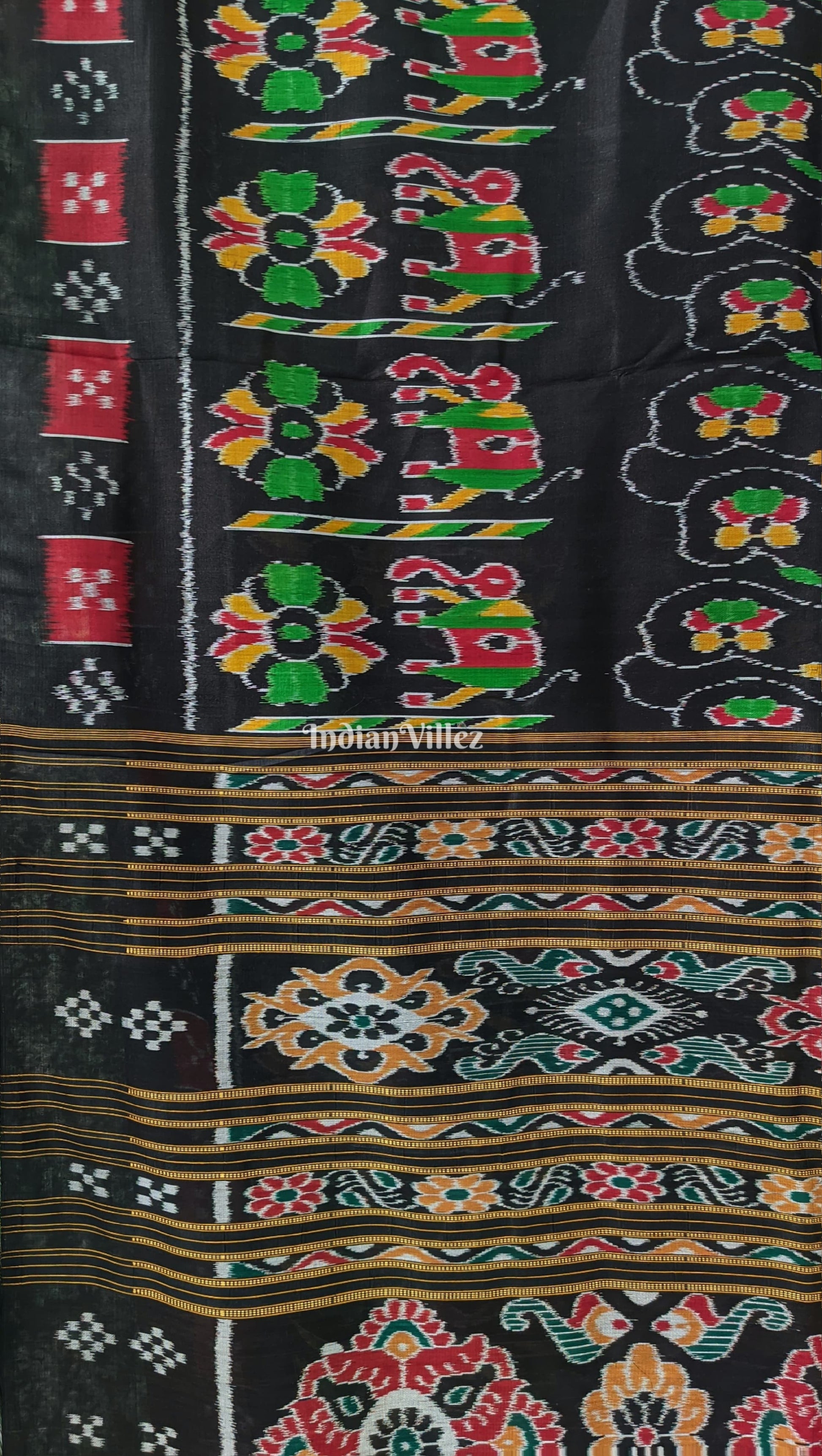 Black Border Pasapali Odisha Ikat Contemporary Silk Saree