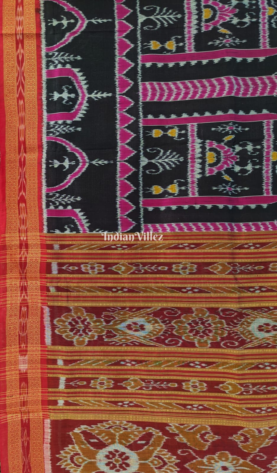 Black Tribal Odisha Ikat Khandua Silk Saree