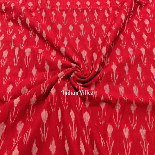 Red Pochampally Ikat Cotton Fabric