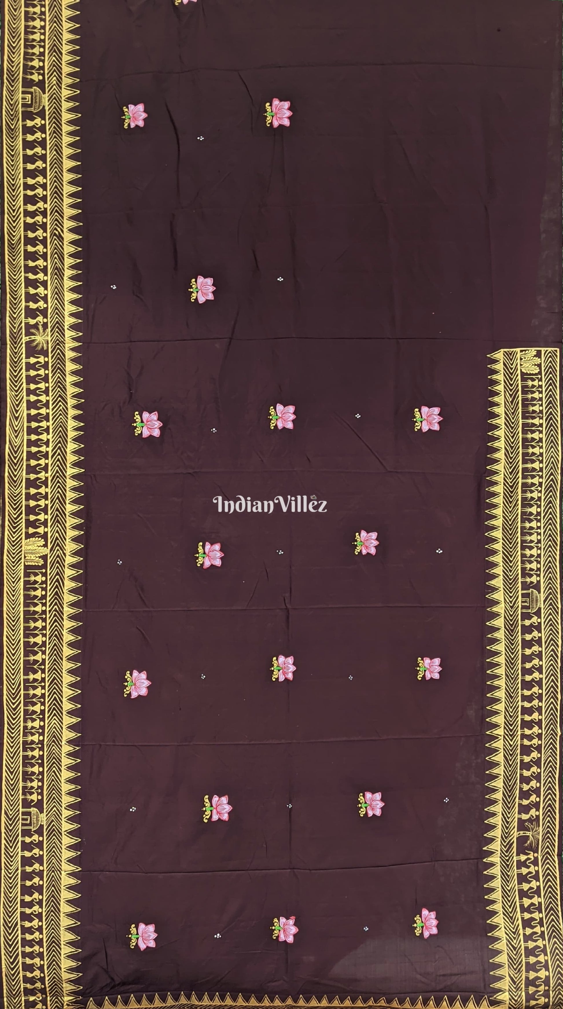 Arjuna Bows to Navagunjara Pure Pattachitra Silk Saree