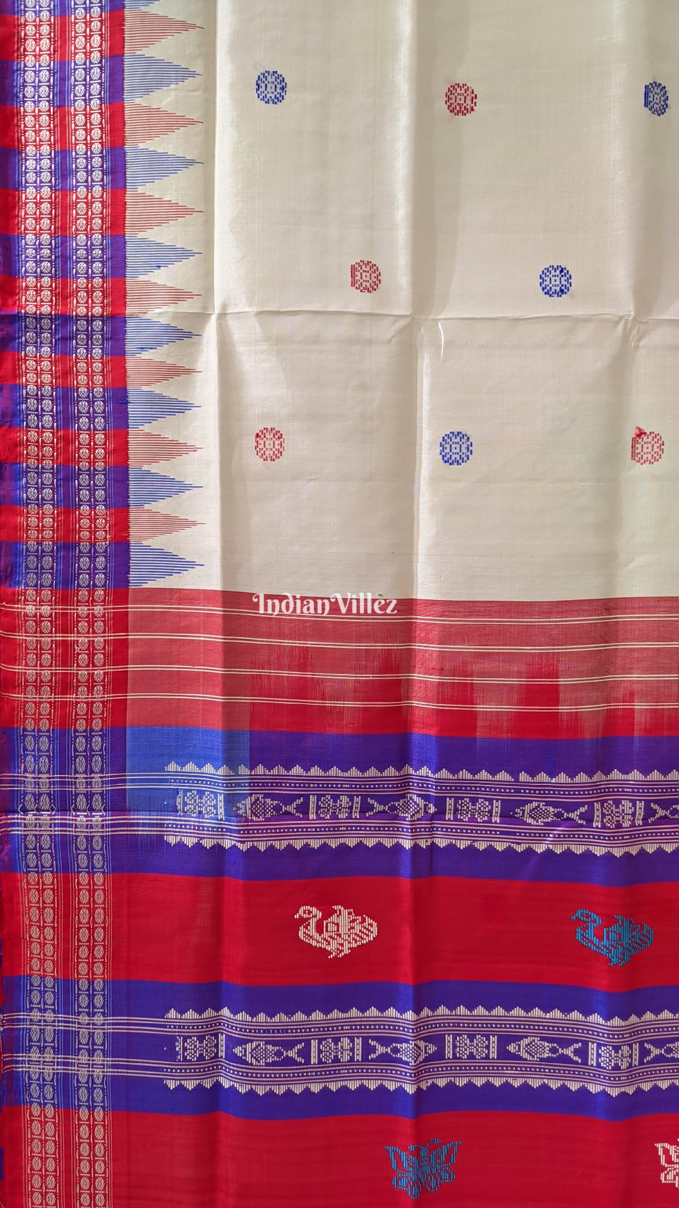 Off-White Odisha Handloom Berhampuri Double Pallu Silk Saree