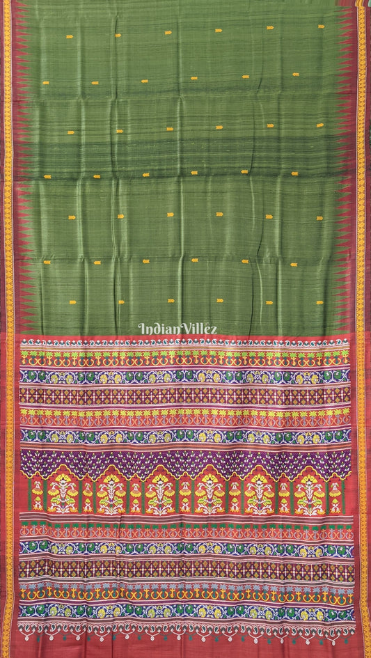 Mehendi Green Gopalpur Tussar Silk Saree