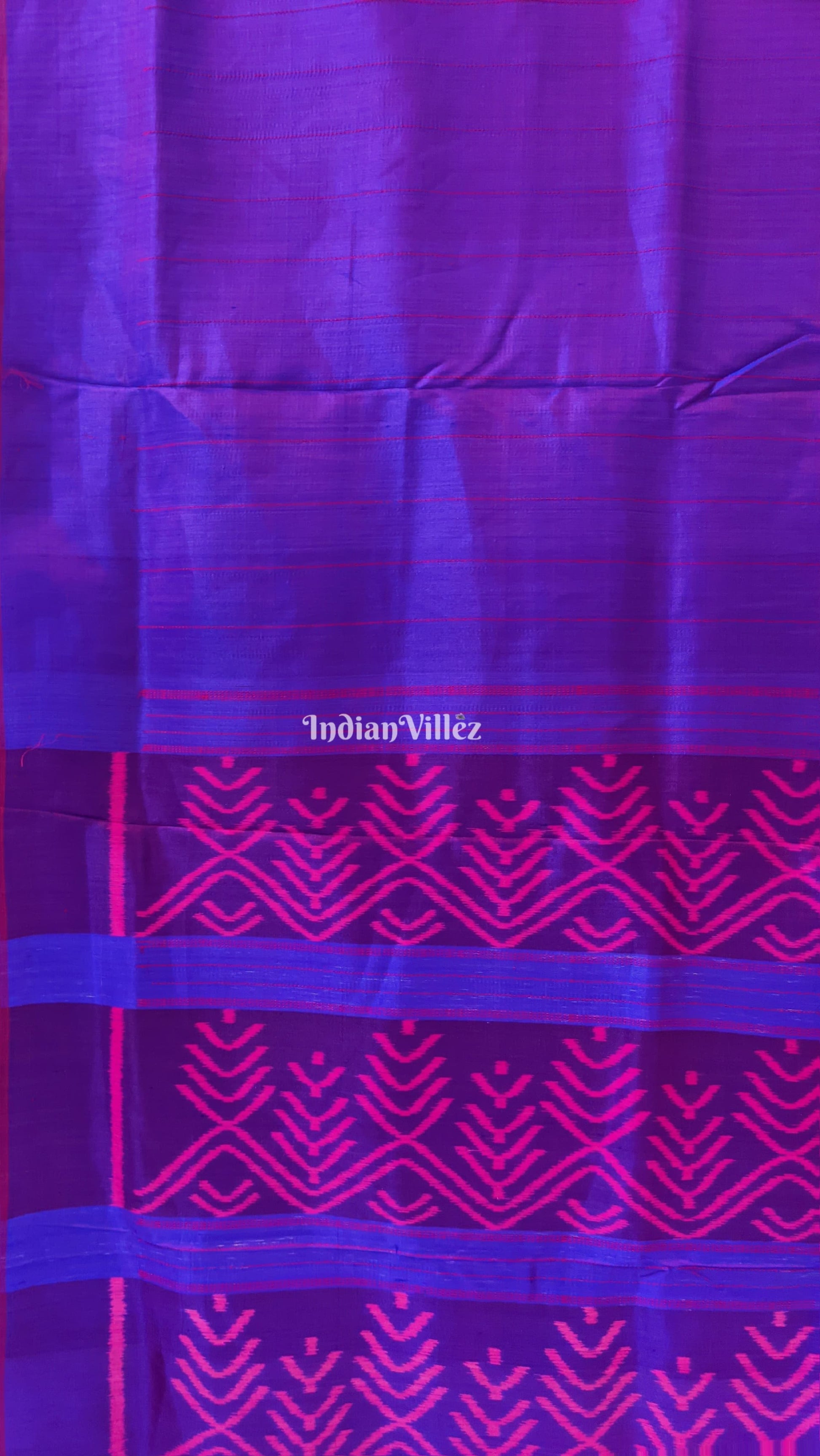 Blue & Wine Dual Tone Odisha Ikat Contemporary Silk Saree