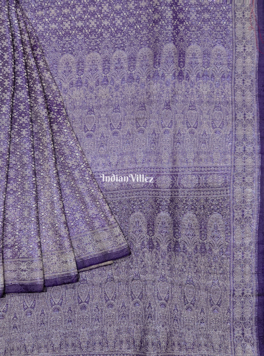 Lilac Flower Brocade Banarasi Handloom Silk Saree