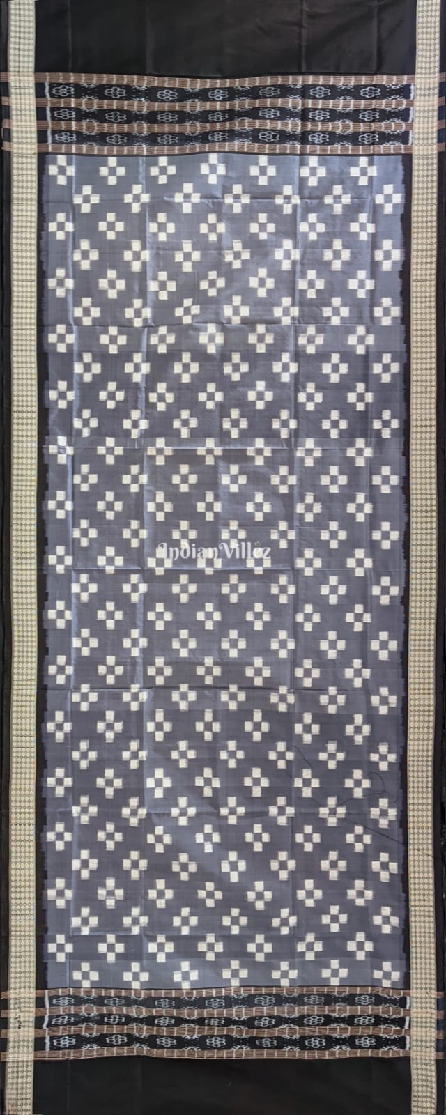 Gray Pasapali Theme Pure Sambalpuri Silk Dupatta