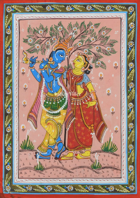 Radha Krishna Pattachitra Wall Painting