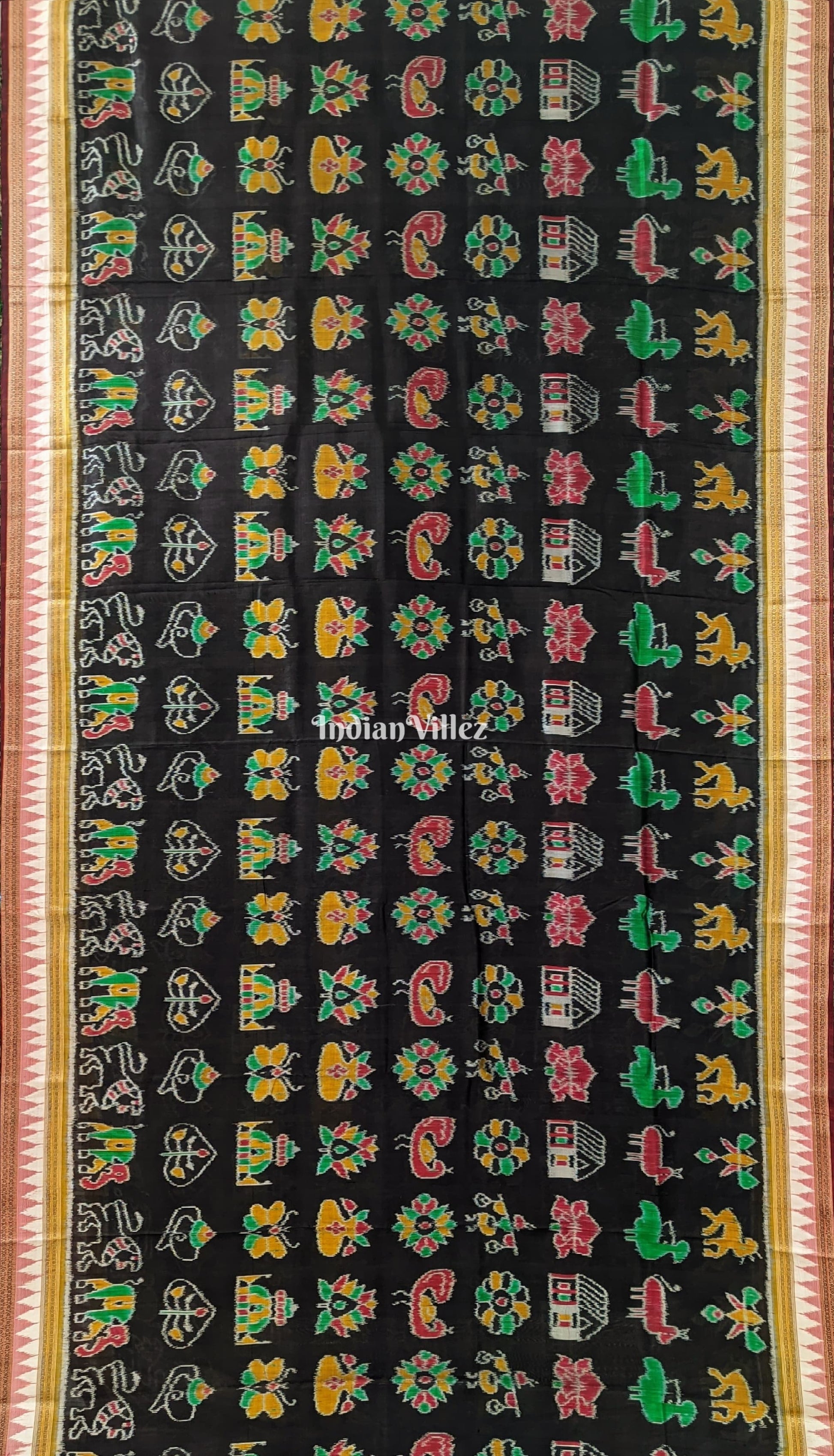 Black Nabakothi Nabarangi Khandua Silk Saree