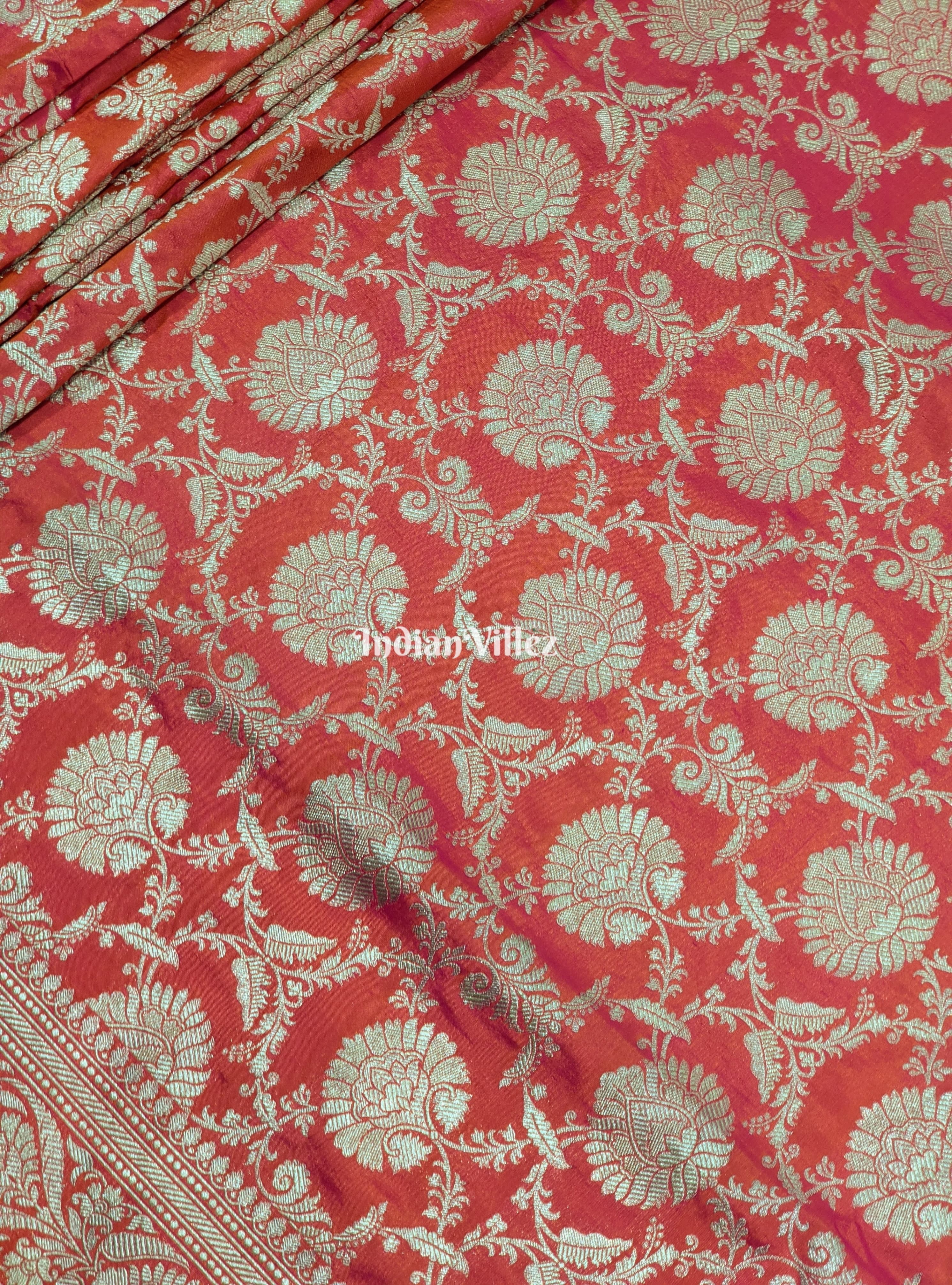 Rani Floral Designer Banarasi Katan Silk Saree