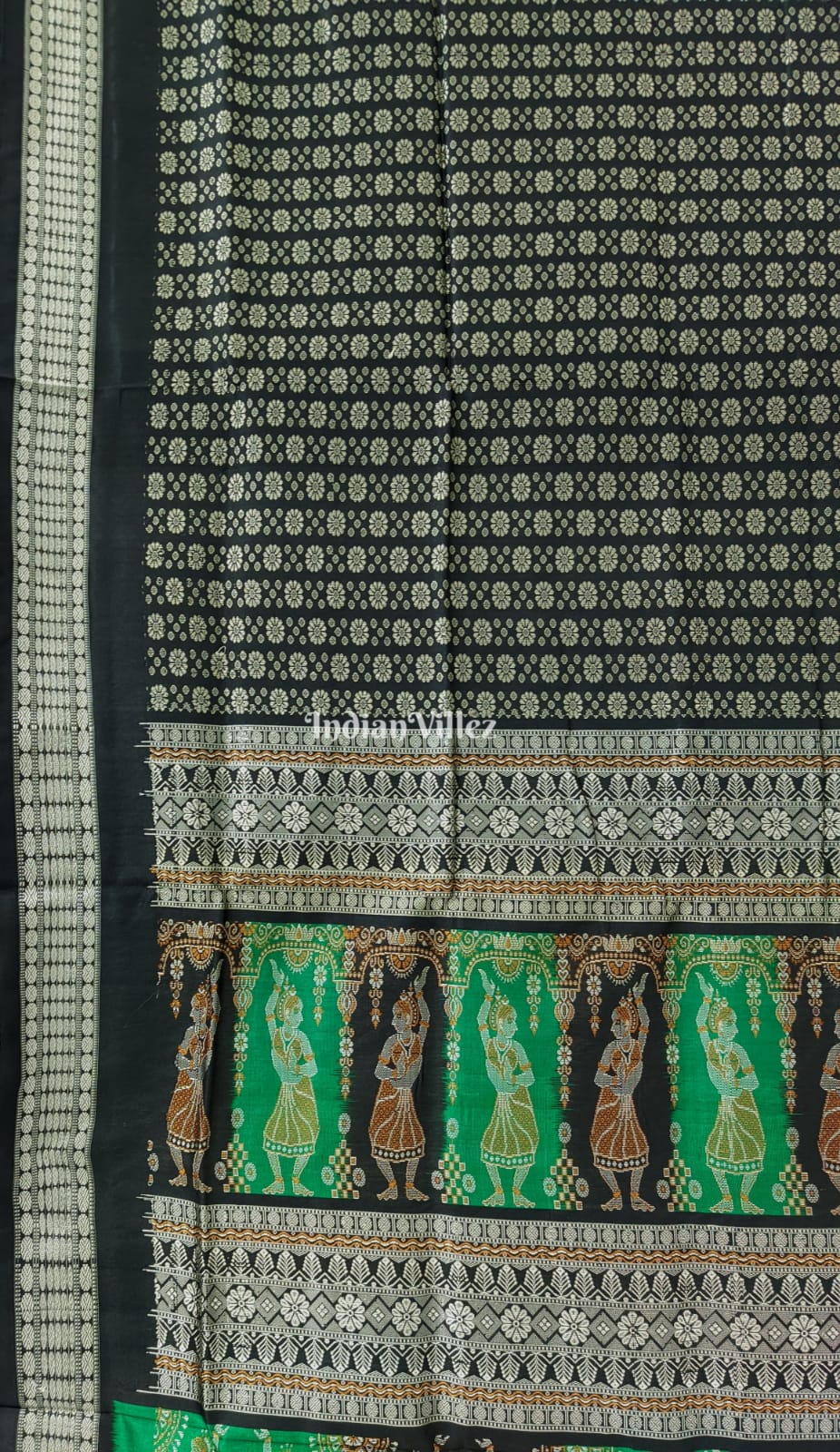 Green Patli Design Bomkai Sambalpuri Silk Saree