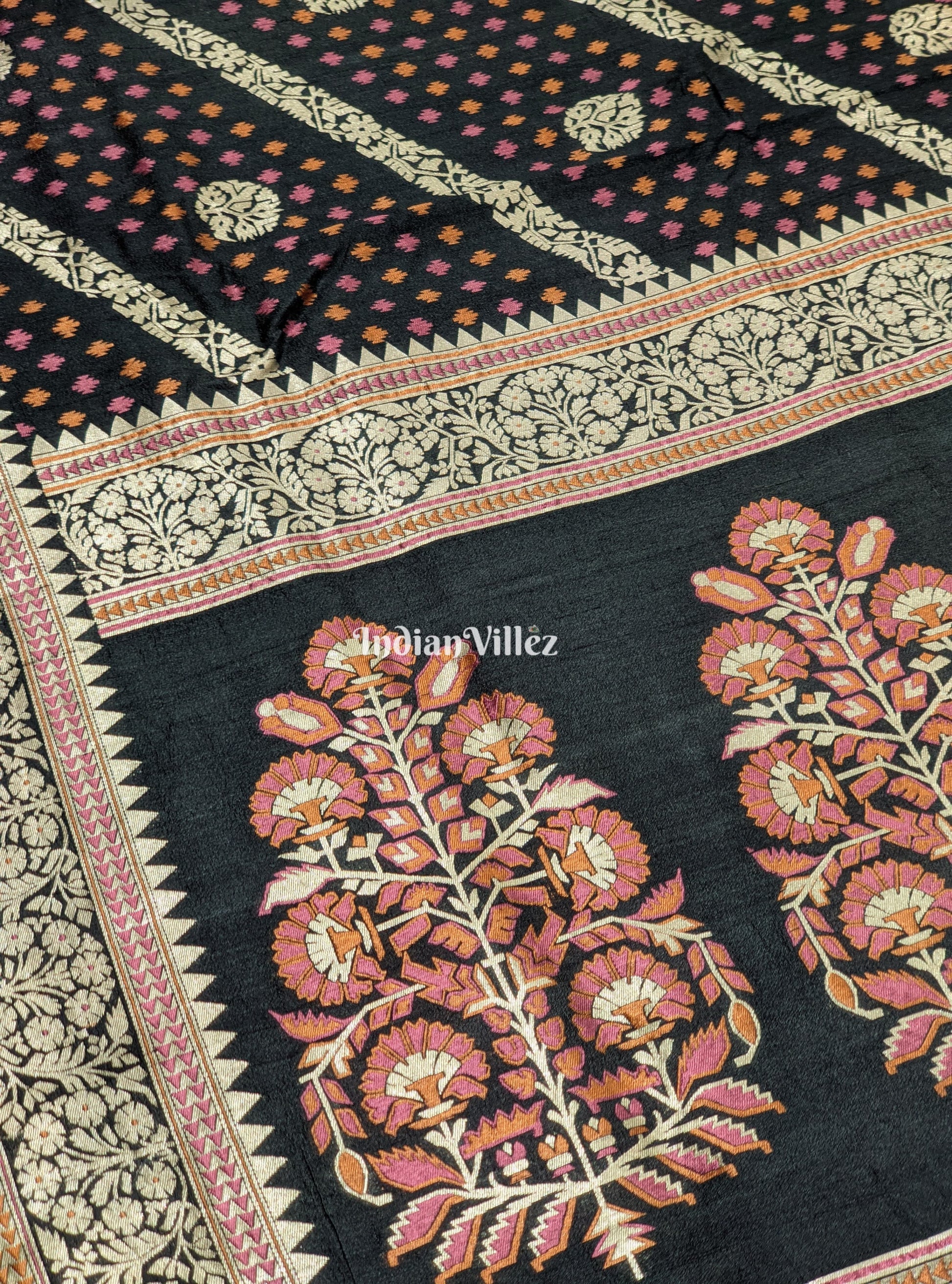 Black Designer Banarasi Katan Tissue Saree