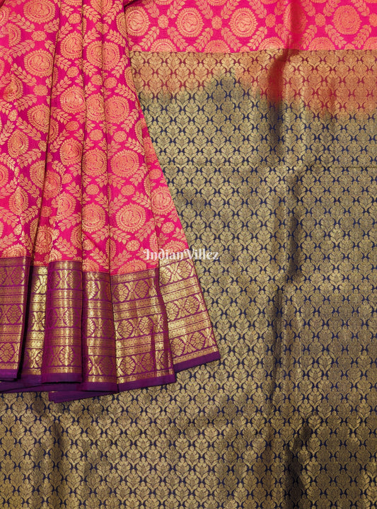 Rani Pink Pure Kanjivaram Silk Saree