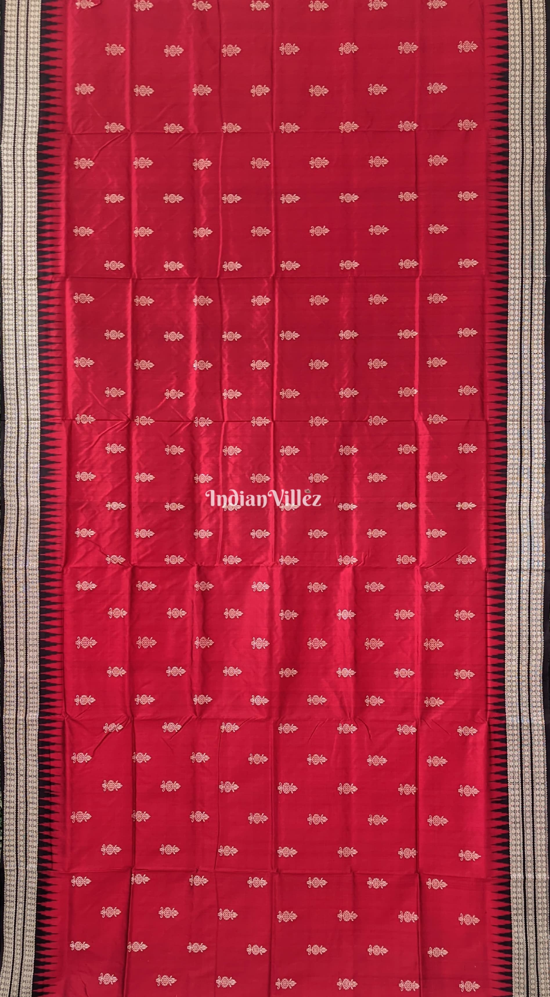 Maroon Kumbha Design Pure Sambalpuri Bomkai Silk Saree