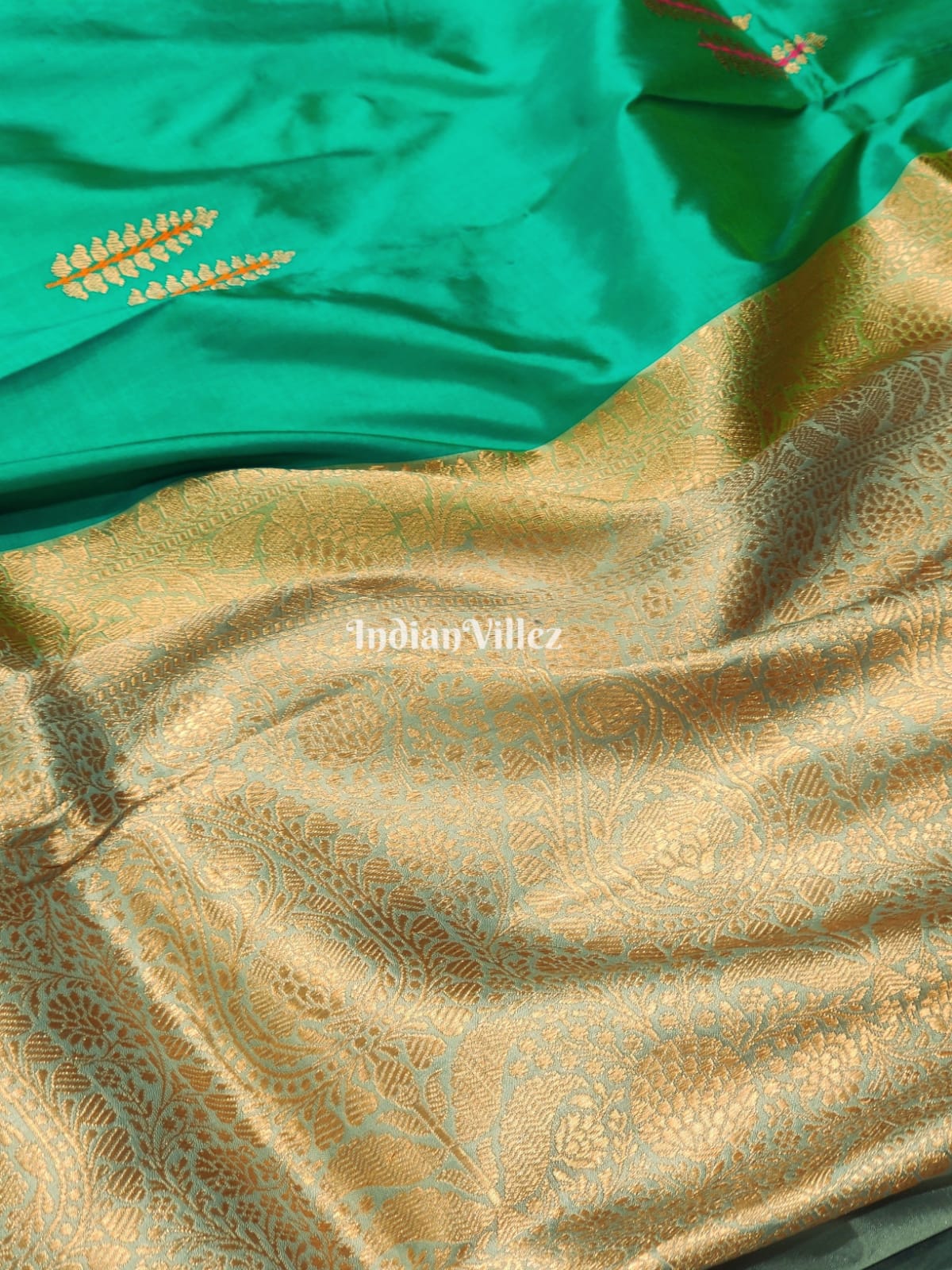 Rama Green Pure Banarasi Katan Silk Saree