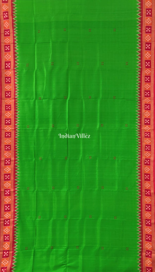 Green Plain Buta With Pasapali Border Odisha Handloom Khandua Silk Saree