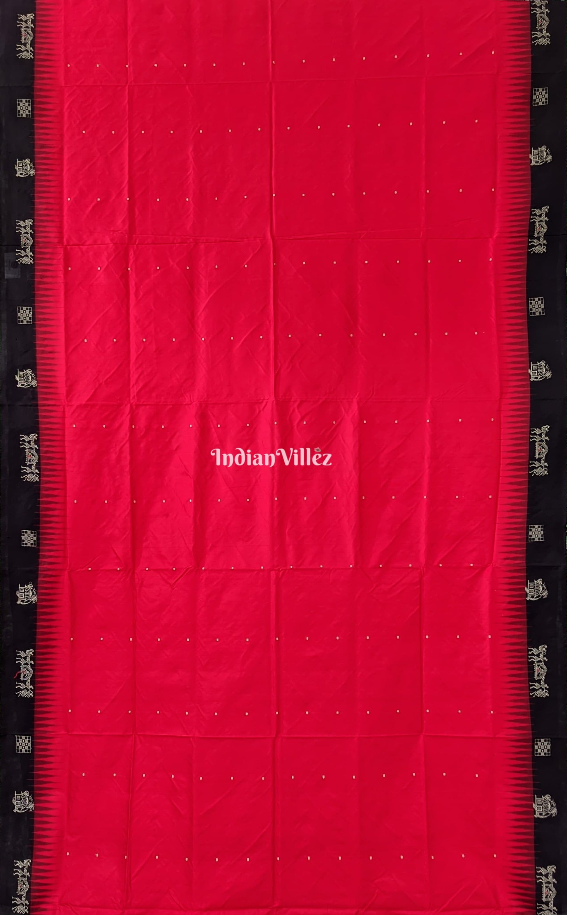 Red Tribal Doli Theme Sambalpuri Bomkai Silk Saree