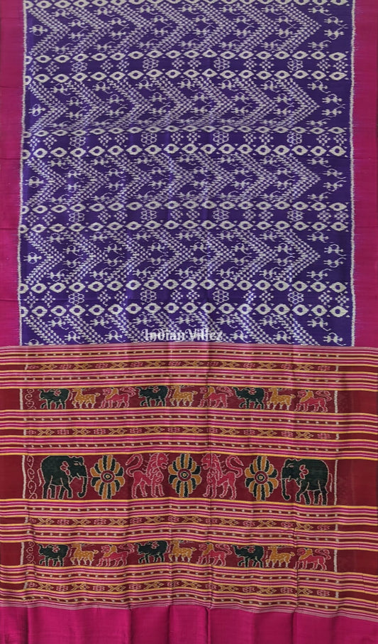 Russian Violet Border Tribal Contemporary Silk Saree