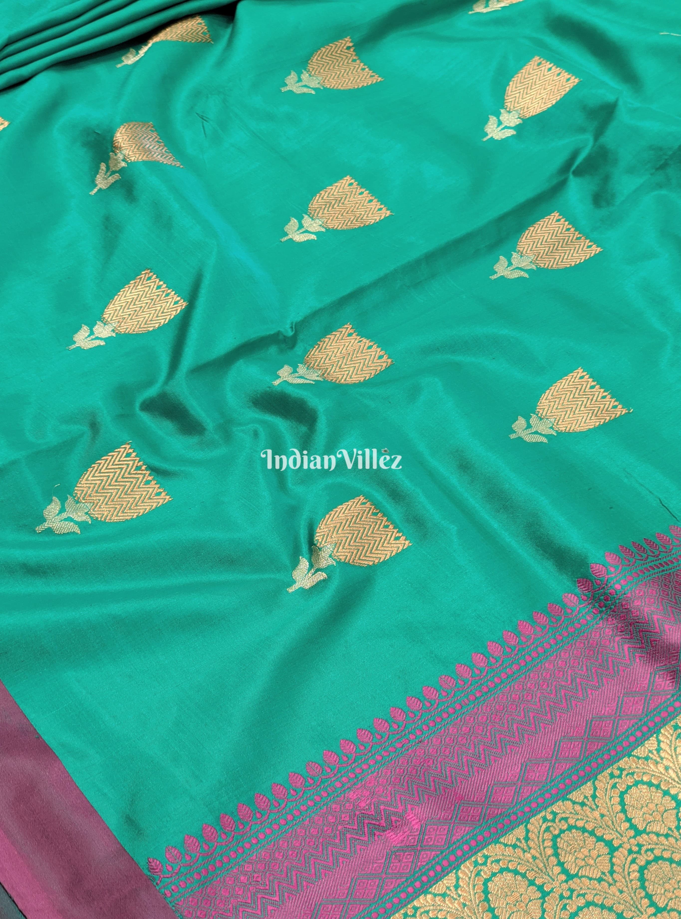 Sea Green Pure Banarasi Katan Silk Saree