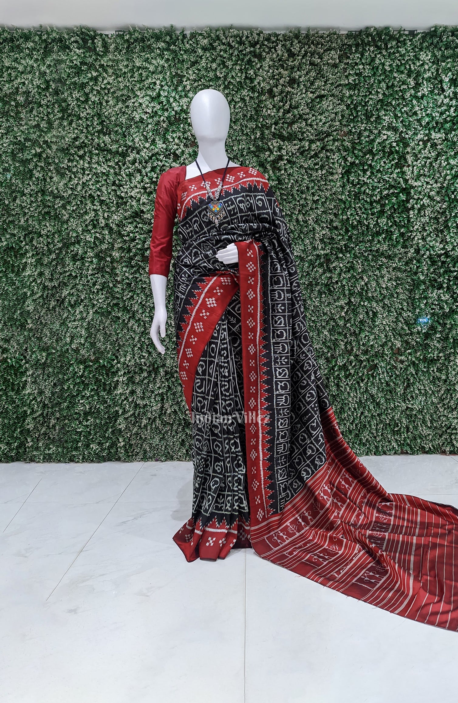 Black Odia Barnamala Contemporary Silk Saree