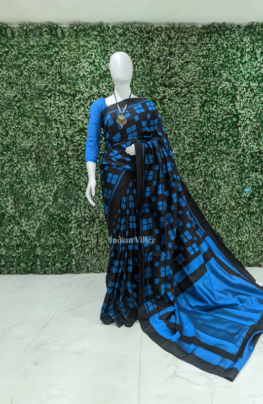 Black Copper Sulphate Odisha Ikat Pasapali Contemporary Silk Saree