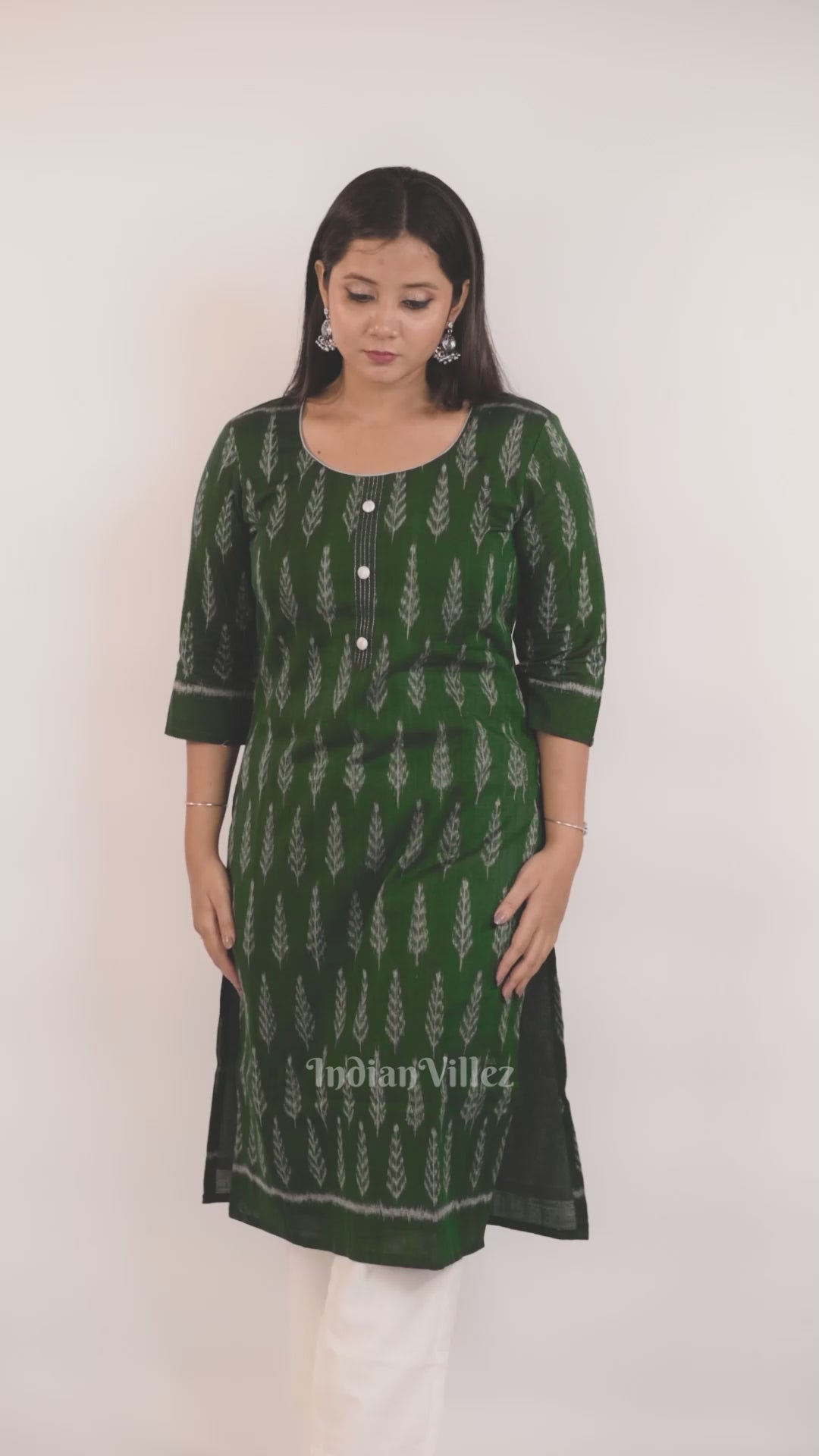 Sea Green Sambalpuri Odisha Ikat Designer Cotton Kurti for Women