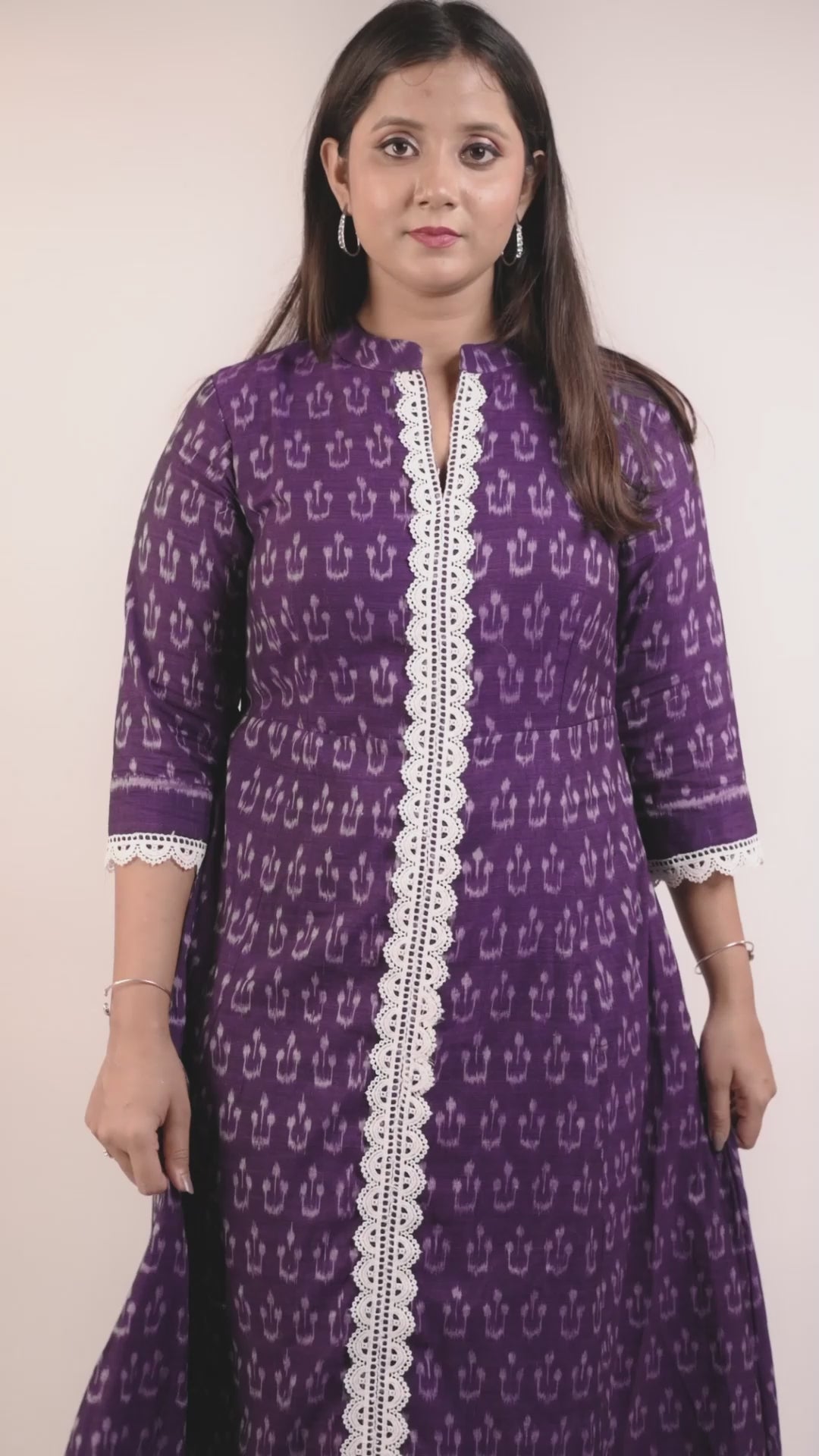 Violet Sambalpuri Odisha Ikat Designer Cotton Kurti for Women